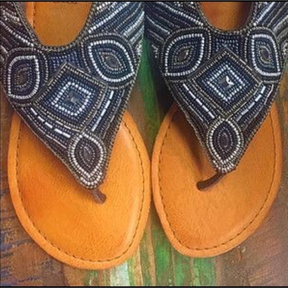 Multicolor Hand Beaded Boho Leather Sandals - Picture 7 of 7